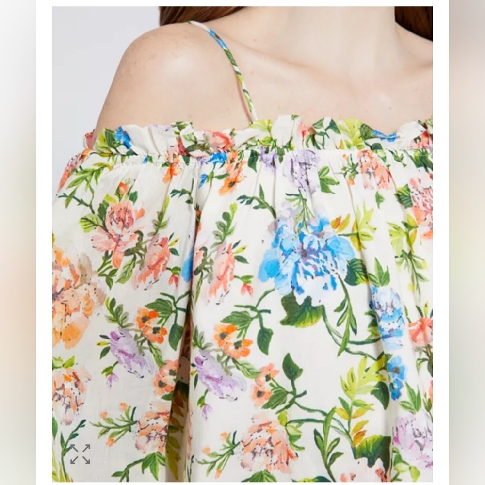 Alice + olivia tereza flora print off shoulder top Size Small - Picture 11 of 15